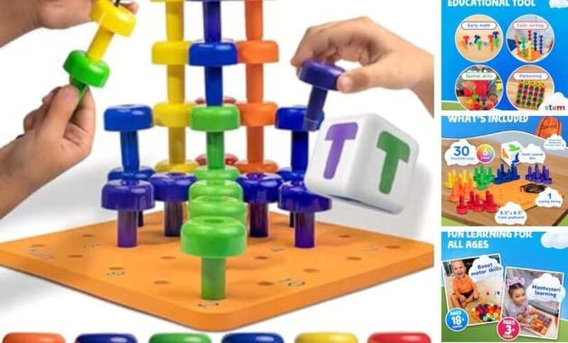Peg Board Set – Montessori Toys for 2 Year Old – 33 Pc Pegboard Set – 33pcs