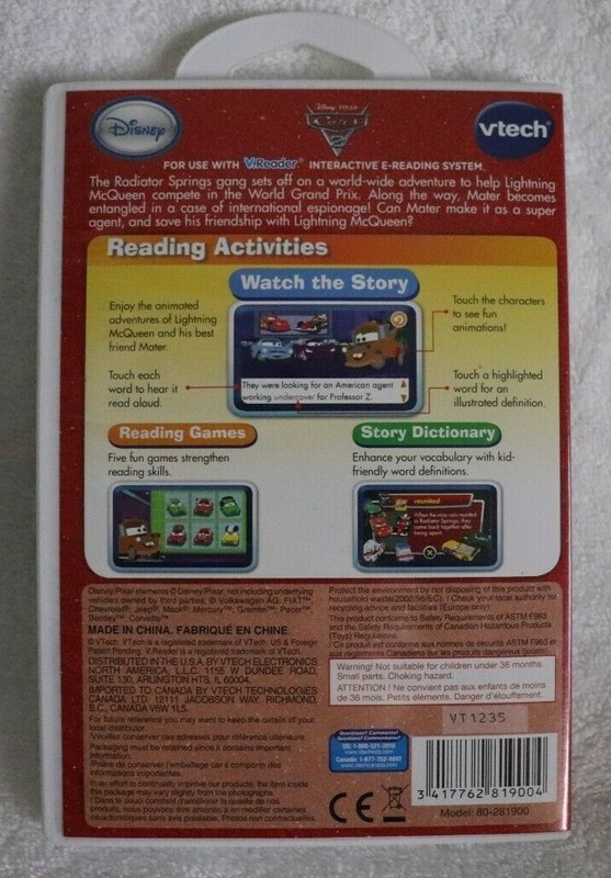 VTech VReader Disney Pixar Cars 2 Interactive E-Reading System Cartridge gallery
