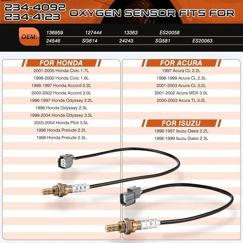 2Pcs Oxygen O2 Sensor Upstream Downstream Compatible with Honda Civic 2001-2005 gallery