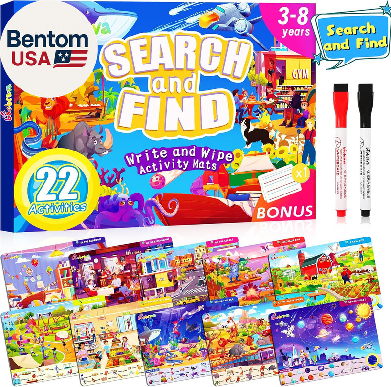 Search and Find Game Books – Preschool Learning Activities for Kids Age 3-8, Tra