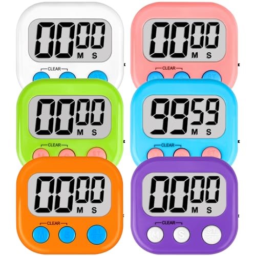 Classroom Timers for Kids 6 White & Black & Pink & Green & Orange & Purple