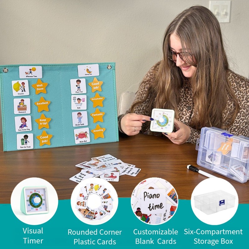 Visual Schedule for Kids with Visual Timer | Reward Chore Chart for Kids Autism gallery