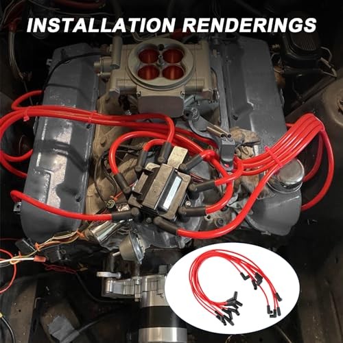 JDMSPEED New HEI Red Spiral Core Spark Plug Wires 45 Degree End 396-427-454-502 gallery