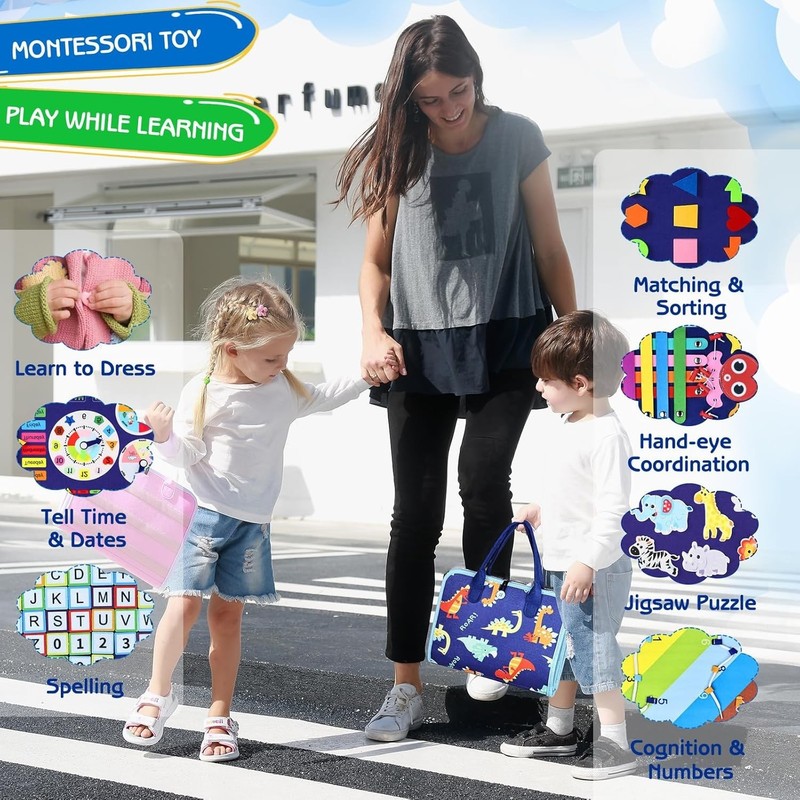 Toddler Busy Board Montessori Toys for Boys Sensory Book Educational Activities gallery