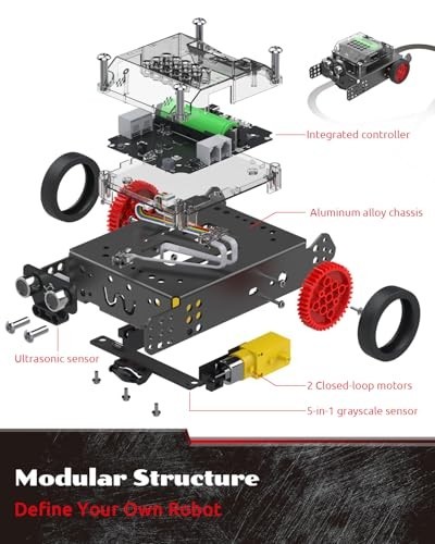 Smart Robot Car Coding Kit for Kids 8-16, STEM Remote Control, Python & Scratch gallery