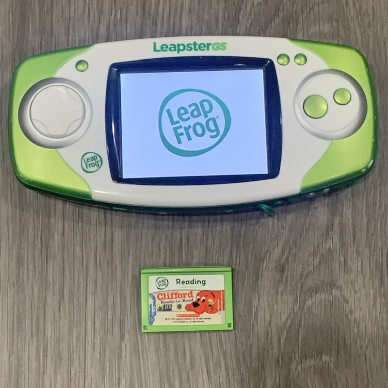 LeapFrog Leapster GS Explorer Green Handheld NO Stylus + Clifford Game – Tested