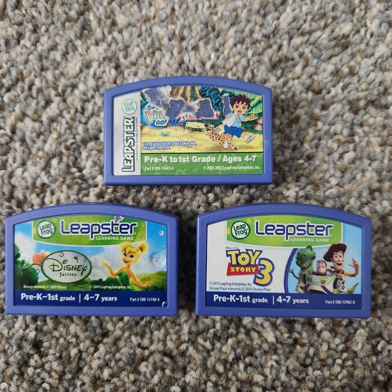 Leap Frog Leapster Cartlidge Games Lot Of 3 Pre-K-1st Grade Toy Story 3 Fairies