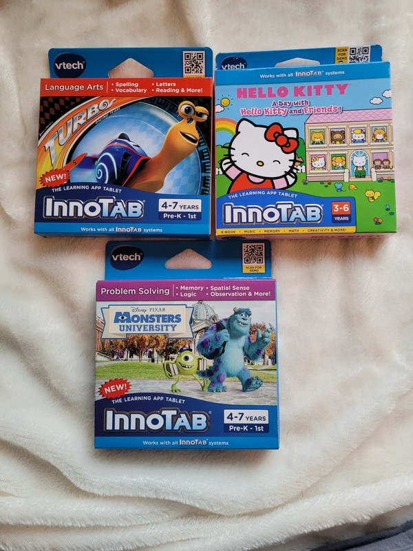 Vtech InnoTab Games Set of 3 *NEW* Hello Kitty, Monsters University, Turbo
