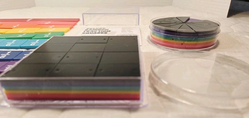 3 Hand 2 Mind Rainbow Fraction Tiles Squares & Circles 51 Piece Each Math Set gallery