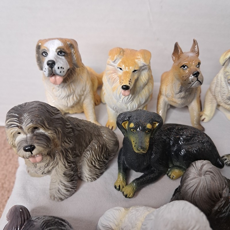 Lot Of 18 Vintage New Ray Dog Figures Mixed Canine Dog Breeds PVC Toys 1980s gallery