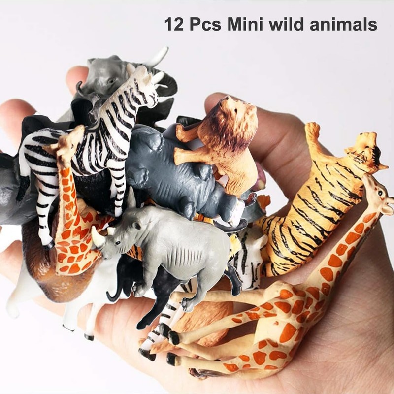 RUSON 12 Pcs Mini Safari Animals Figures Toys, Realistic Jungle Zoo Animal Figur gallery