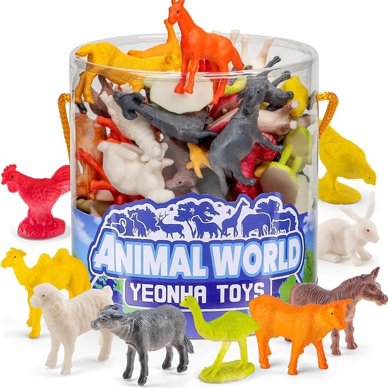 60 Pack Mini Zoo Animal Toys for Kids, Plastic Figures for Sensory Bins