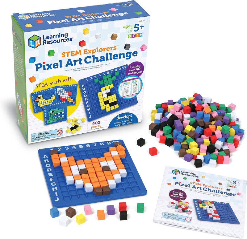 STEM Explorers Pixel Art Challenge - Math Puzzles, Pattern Blocks, Sensory Bin, gallery