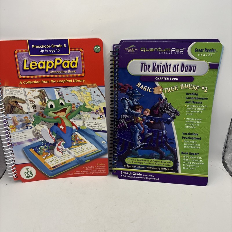 VINTAGE LeapFrog LeapPad Learning System bundle 9 Books 8 Cartridges Backpack CA gallery