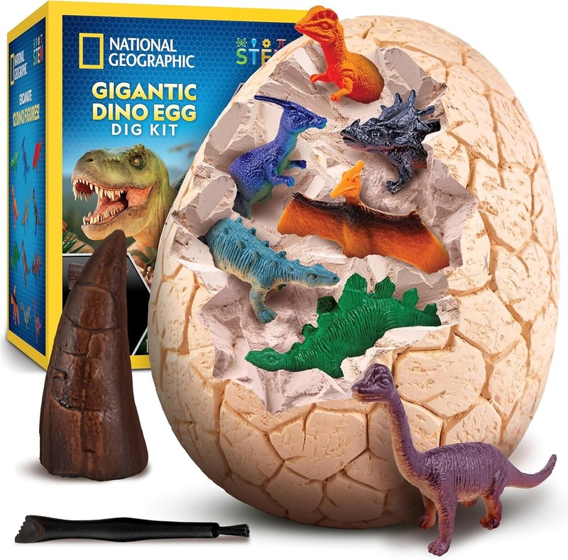 National Geographic Jumbo Dinosaur Egg Dig Kit – Excavate 12 Figures & Replic…