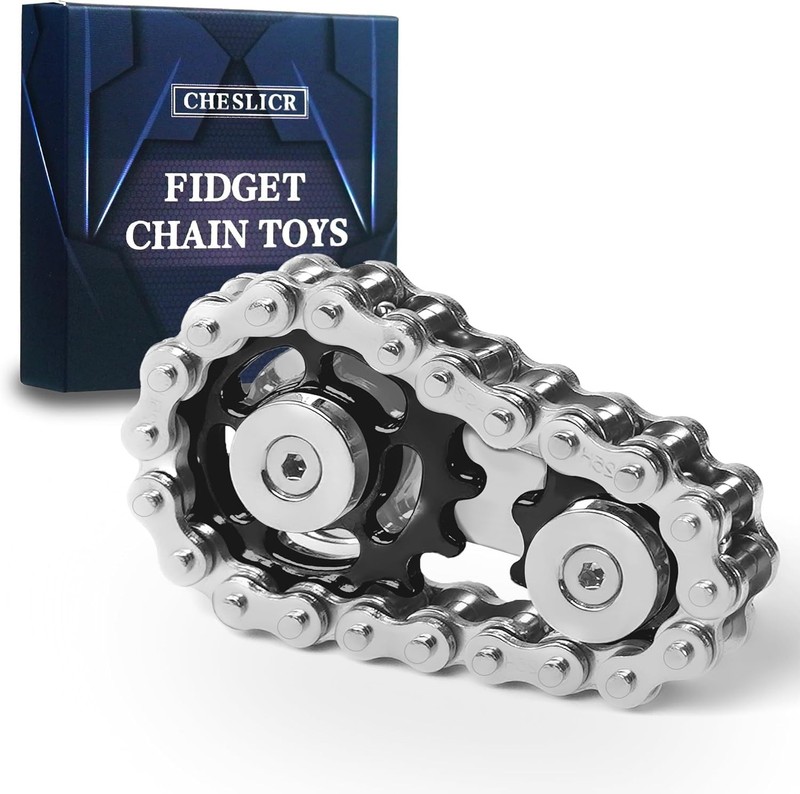 Metal Fidget Bike Chain Toy, Stress Relief Sensory Gadget for Adults Teens