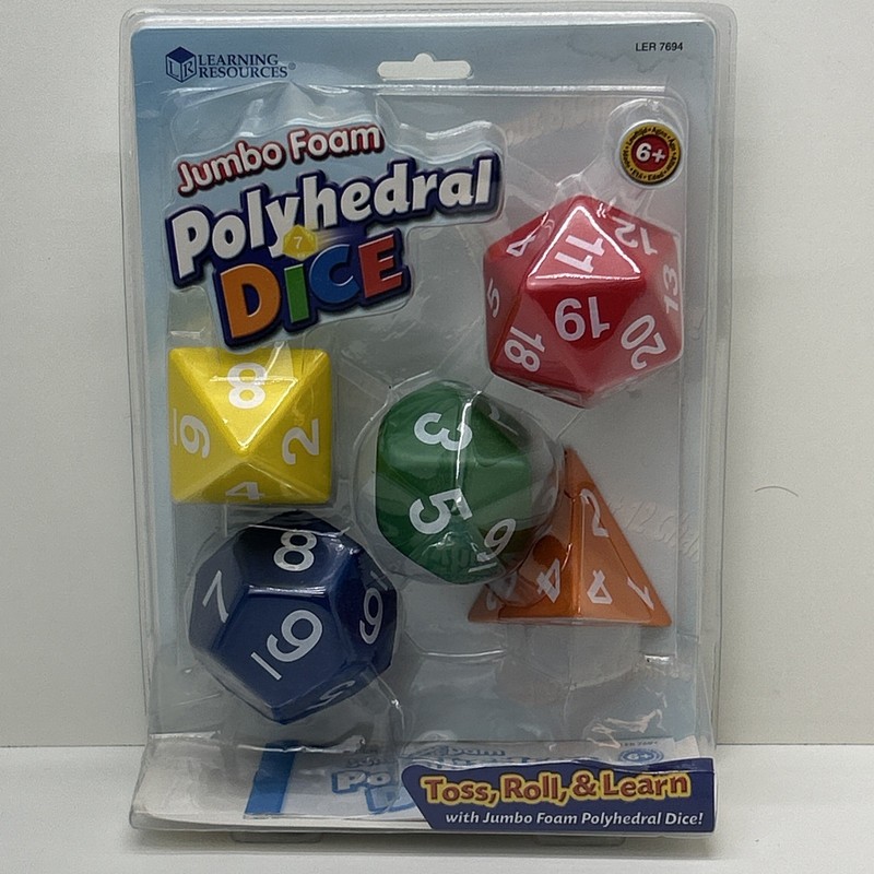 Learning Resources Jumbo Foam Polyhedral Dice Set Of 5 LER 7694