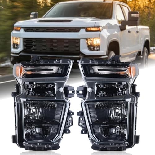 20-23 Chevy Silverado 2500HD 3500HD Halogen Headlights Pair Right & Left