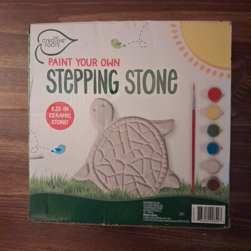 Ready-to-Paint Turtle Stepping Stone for Kids - Complete Art Kit with 6 Paints gallery