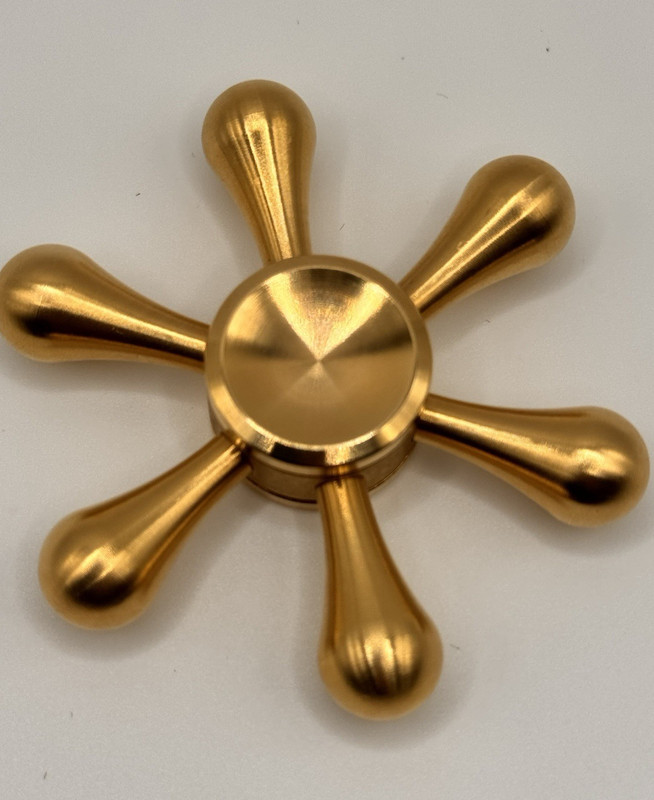 Six Arm Solid Metal Brass Fidget Spinner All Metal Toy Adults Kids Boys Girls