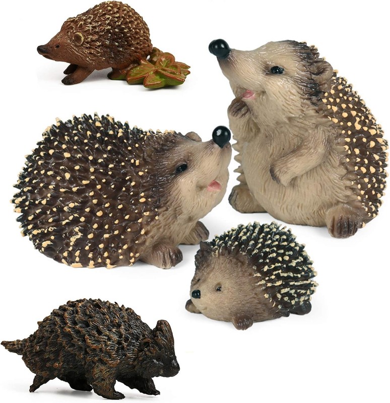 5pcs Hedgehog Toy Figures Forest Animals Figurines, Woodland Creatures Playset