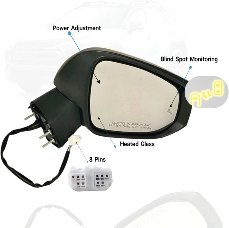 Left Driver Side Mirror Fits 2019-2025 Toyota Rav4 with Power Heated Turn Signal gallery