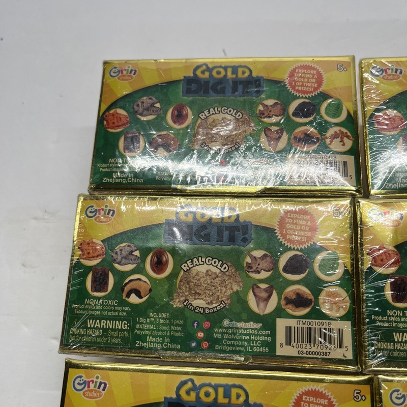 Lot Of 6 Gold Dig It! Dino Dig! Grin Studios Real Gold 1 in 24 Boxes New Toy gallery