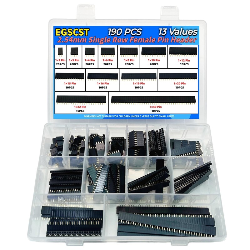 EGSCST 190PCS 2/3/4/6/8/10/12/15/16/19/20/22/40Pin 2.54mm Single Row... gallery