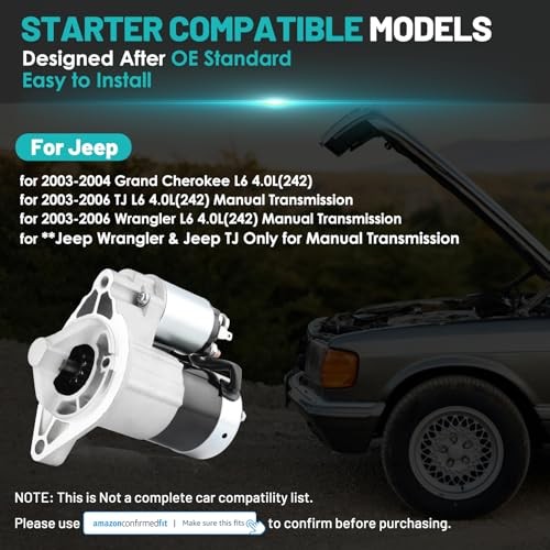17879 Starter Motor Fit for Jeep-Grand Cherokee 2003-2004, TJ Wrangler 2003-2006 gallery