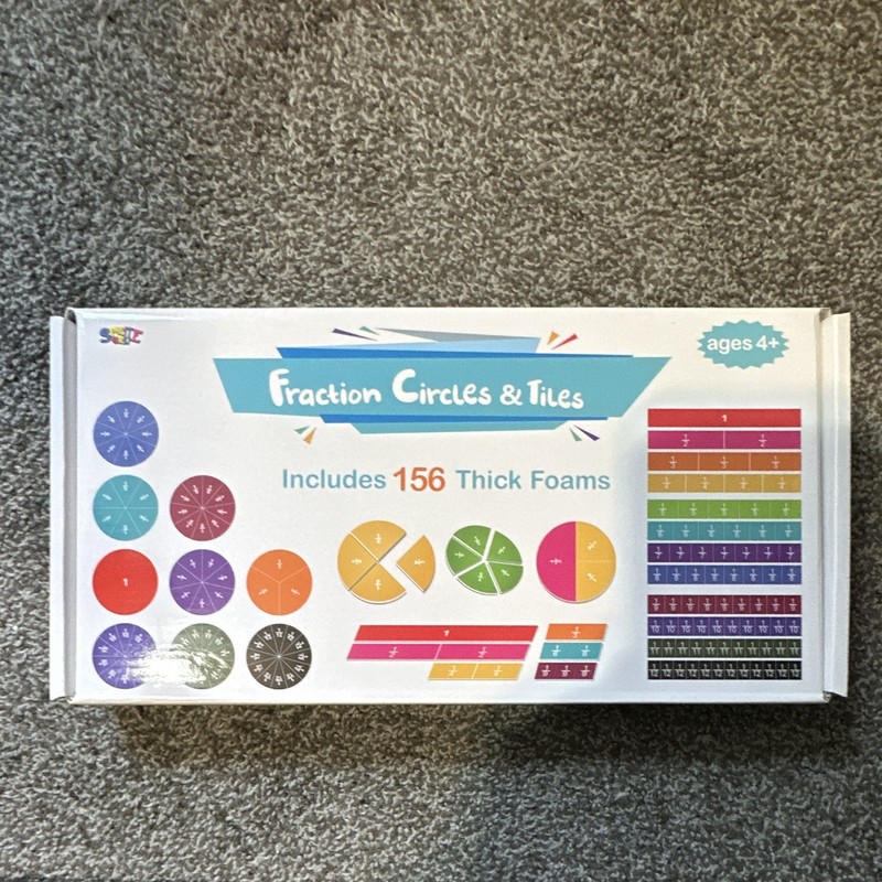 SpriteGru Fraction Circles & Tiles Math Set, 156 Thick Foam Pieces, Ages 4-7