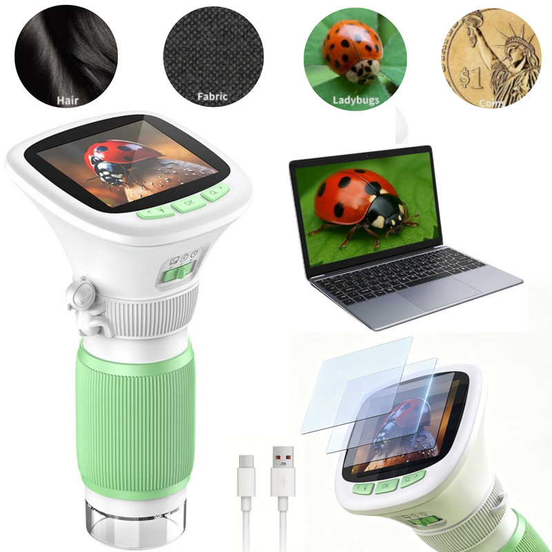Portable Children Digital Microscope 1MP Rechargeable TypeC Science Learning Toy