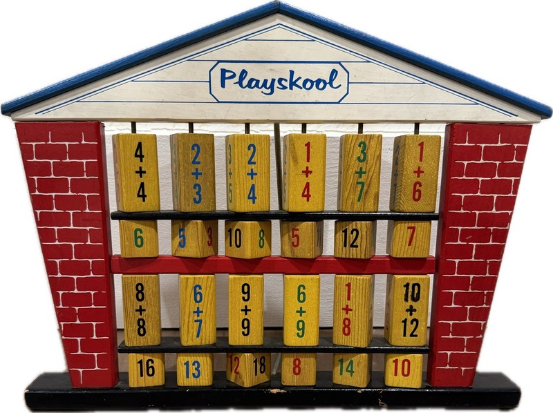 Vintage Playskool Wooden Mathematics Abacus Learning Addition Math Toy-1960’s