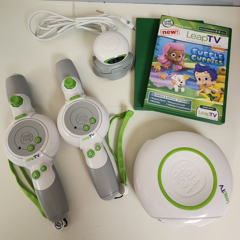 Leap Frog Leap TV Video Gaming System & 2 Games Bubble Guppies Jake Pirates READ