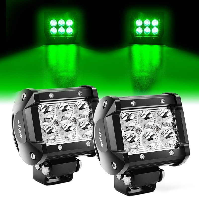 Nilight 4 inch Led Light Pod Green Spot Driving Fog Lights 2PCS 18W Off Road Fis