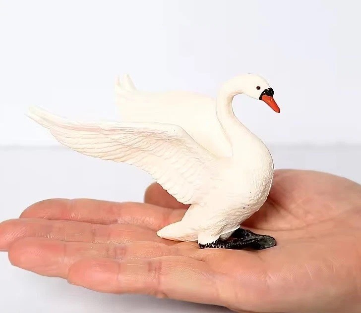 White Swan Bird Wild Animal Figure Toy PVC Doll Small Figurine Birthday Gifts