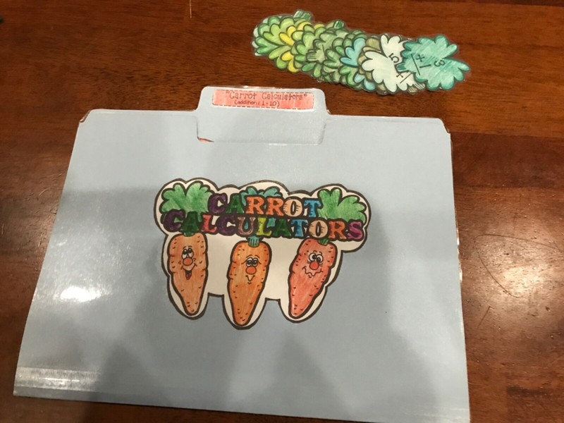 Carrot Calculator! Addition to 10 Grade 1-4 math file folder game teacher