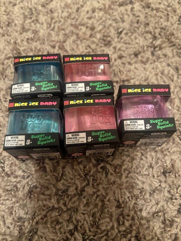 Nee Doh Nice Ice Baby 5 Count Lot. 2 Blue, 2 Pink 1 Purple lot