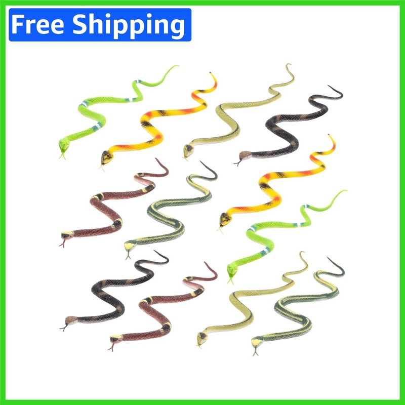 Durable 14-Inch Multicolor Snakes – 12-Pack for Endless Pranks and Outdoor Use