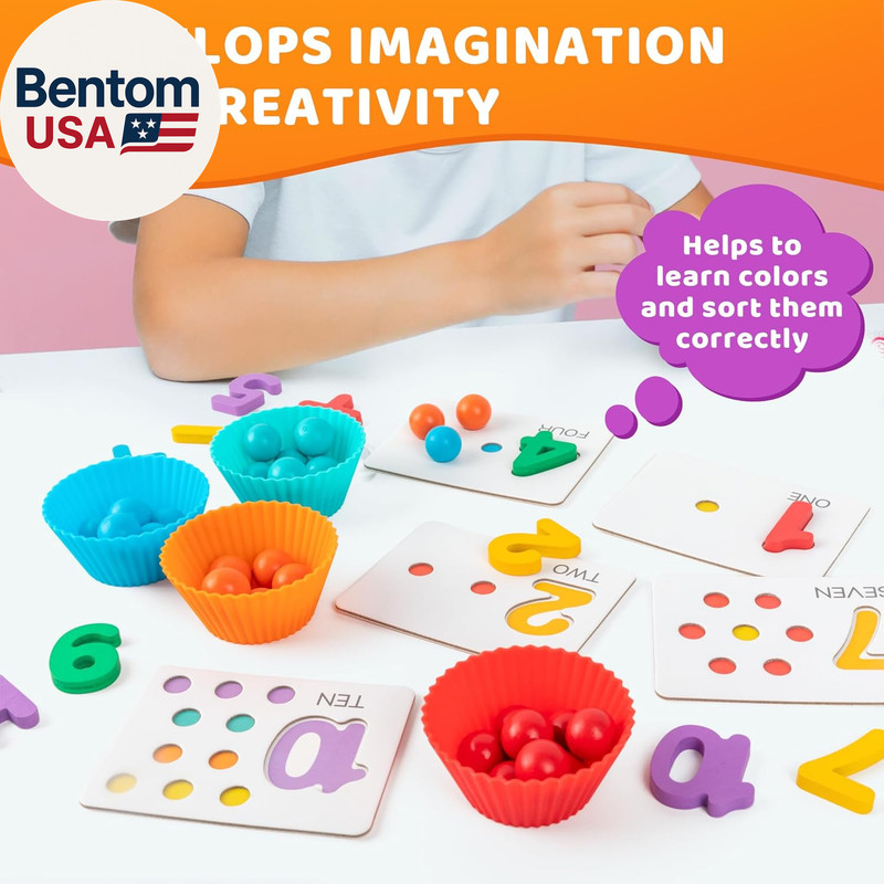Fine Motor Toys，Wooden Peg Board Bead Game for Toddlers - Rainbow Stacking, Colo gallery