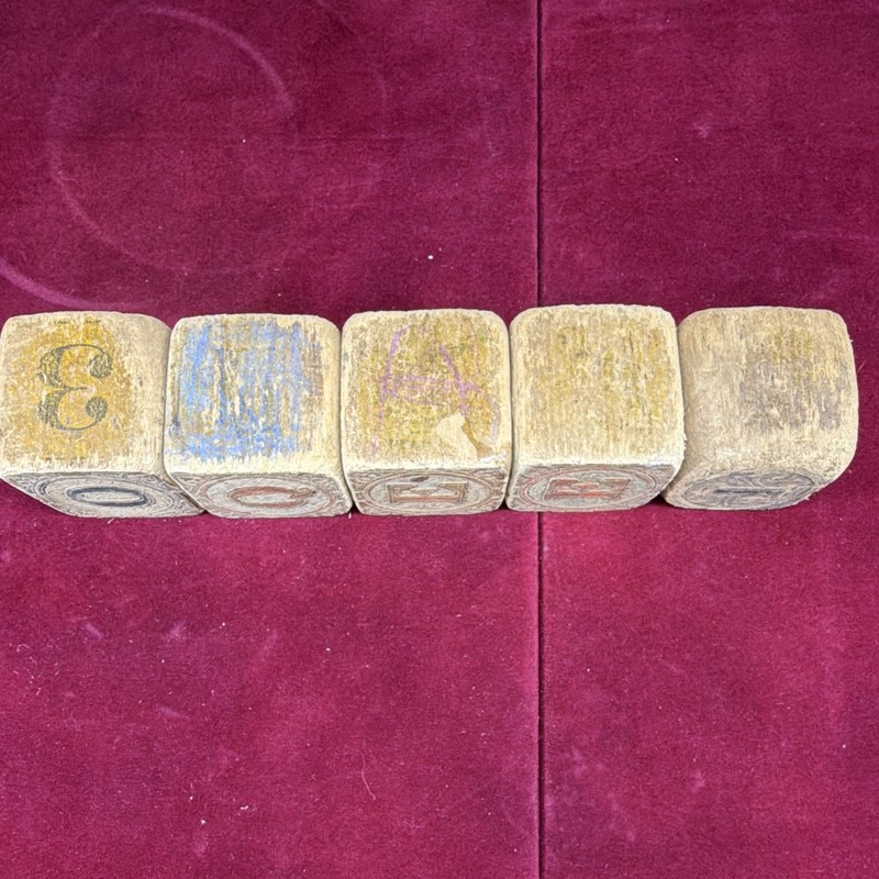 Vintage Style Wooden Alphabet Blocks Letter Cubes Lot - Letters A B L U Y O & gallery