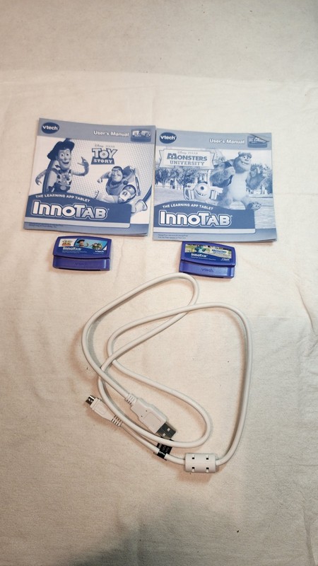 Lot Of 2 Vtech Innotab Games Toy Story and Monsters University, Untested, Cable