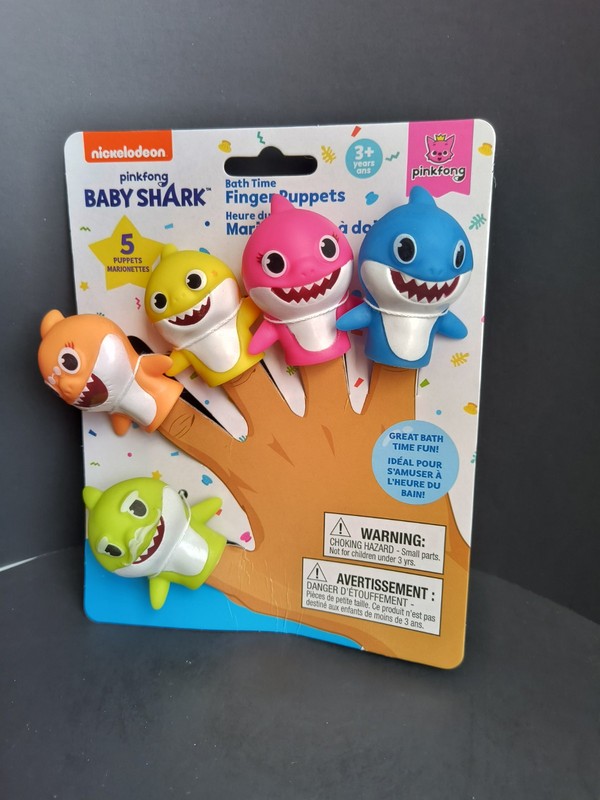 Nickelodeon Pinkfong Baby Shark 🦈Vinyl 5 Finger Puppets Age 3+ Bath Time Fun 🆕 gallery