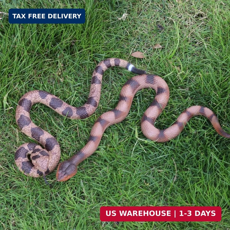 2Pcs Realistic Fake Snakes Toy Lifelike Rubber Rattlesnake Snake -to Keep Birds gallery
