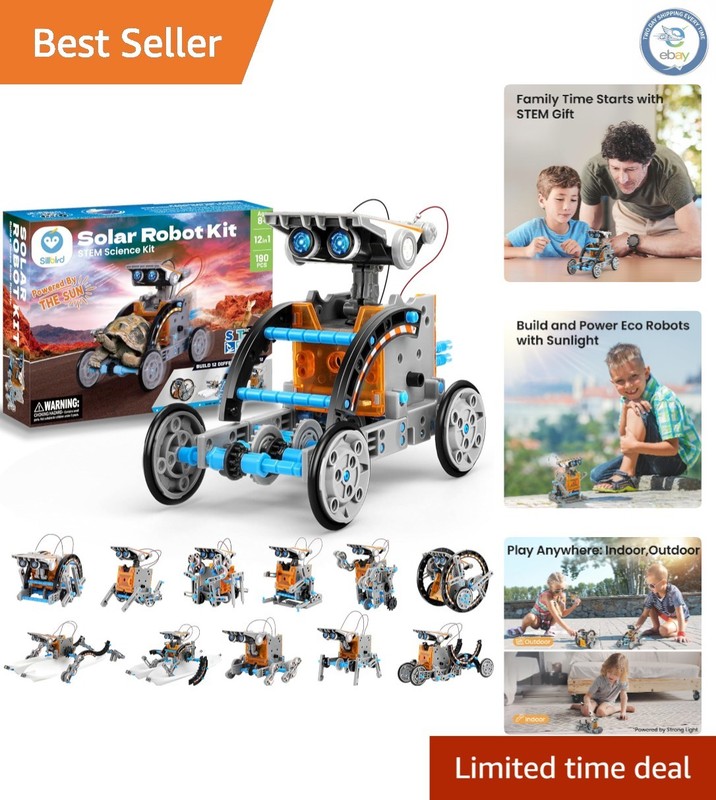 DIY 190-Piece Solar Robot Kit for Creative Kids Aged 8-13 – Educate and Play