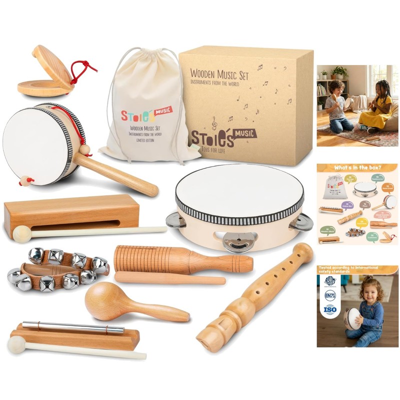 Eco-Friendly Toddler Musical Instrument Set: Develops Creativity & Skills