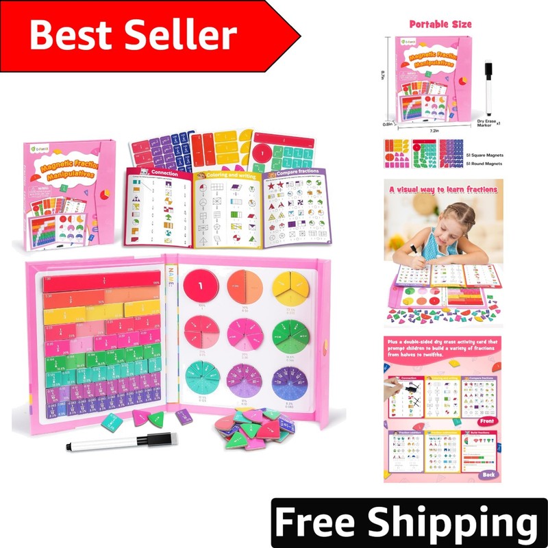 Interactive Magnetic Fraction Learning Kit: Engaging Math for Elementary Kids