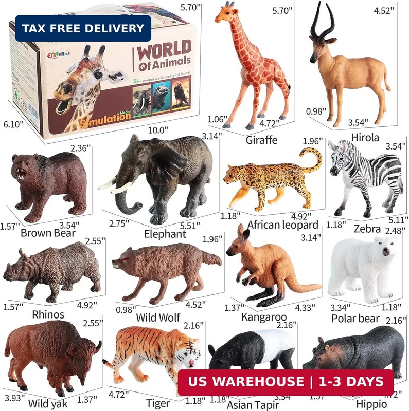 EnAuRoL 31 Pcs Safari Animals Figures Including 24 Realistic Jungle Playset Toys gallery