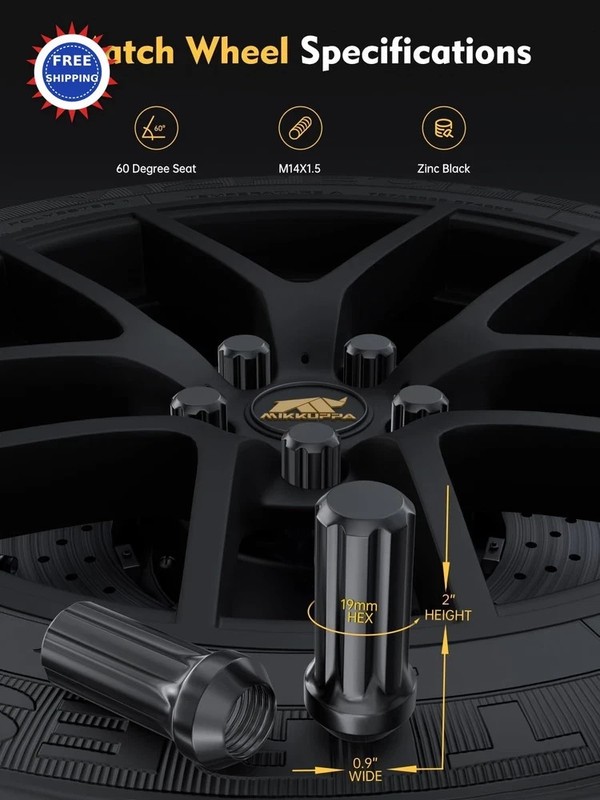 M14x15 Wheel Lug Nut 32pcs Black Compatible with Chevy Silverado 1500 gallery