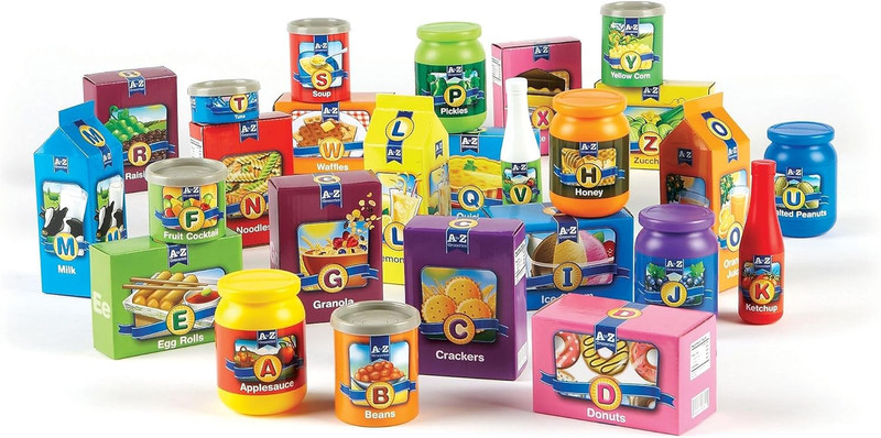 a to Z Alphabet Groceries – 31 Pieces, Ages 3+, Pretend Play Food for Toddlers,