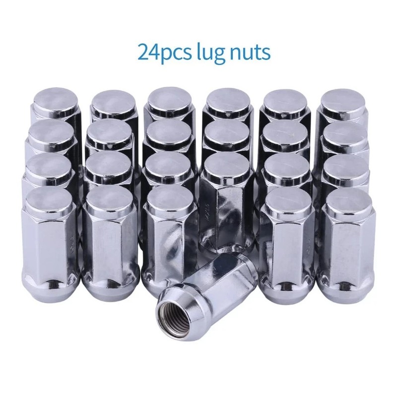 Chrome Acorn Lug Nuts - M14 x 1.5, 1.8" Tall, Set of 24 pcs for Avalanche, Color gallery